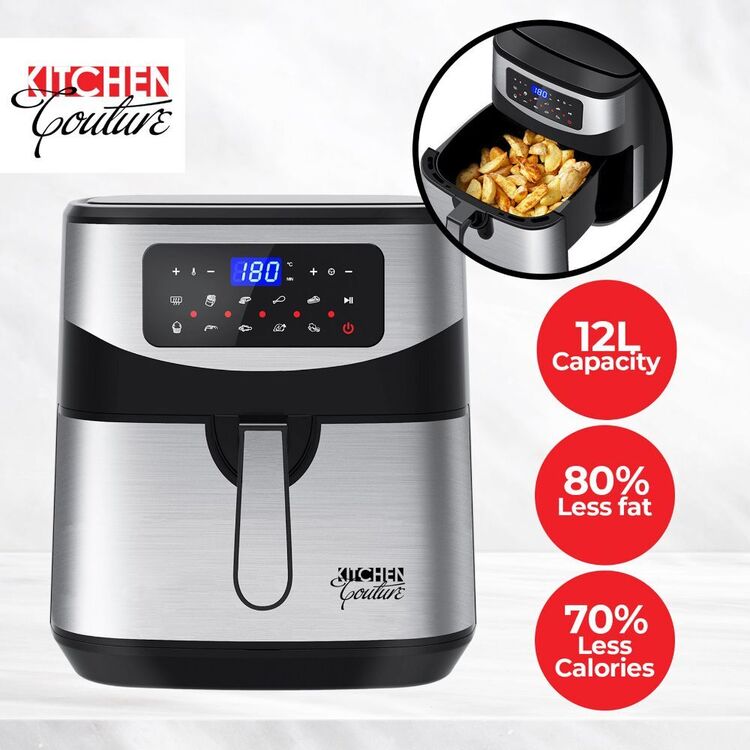 Kitchen Couture Digital Air Fryer Silver 12L – Healthy, Convenient, and Stylish Cooking Kitchen Couture Digital Air Fryer Silver 12L – Healthy, Convenient, and Stylish Cooking